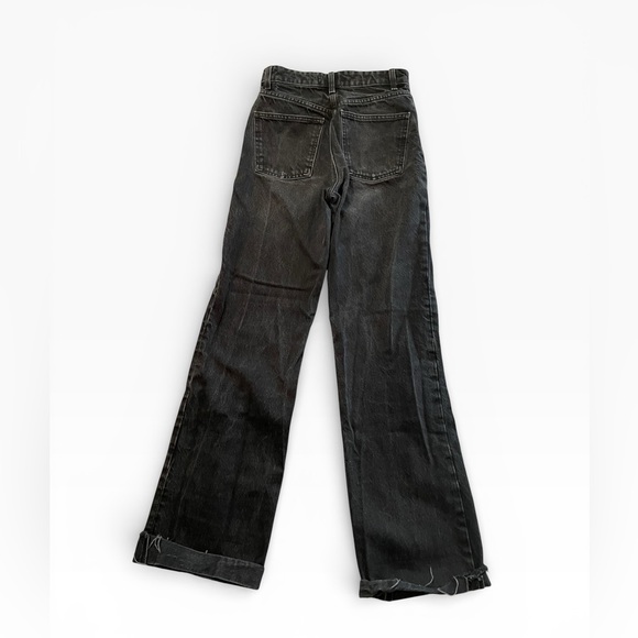 Zara High Rise Wide Leg Black Jeans Size 4 EUR 36 Raw Hem Flare - Picture 4 of 9